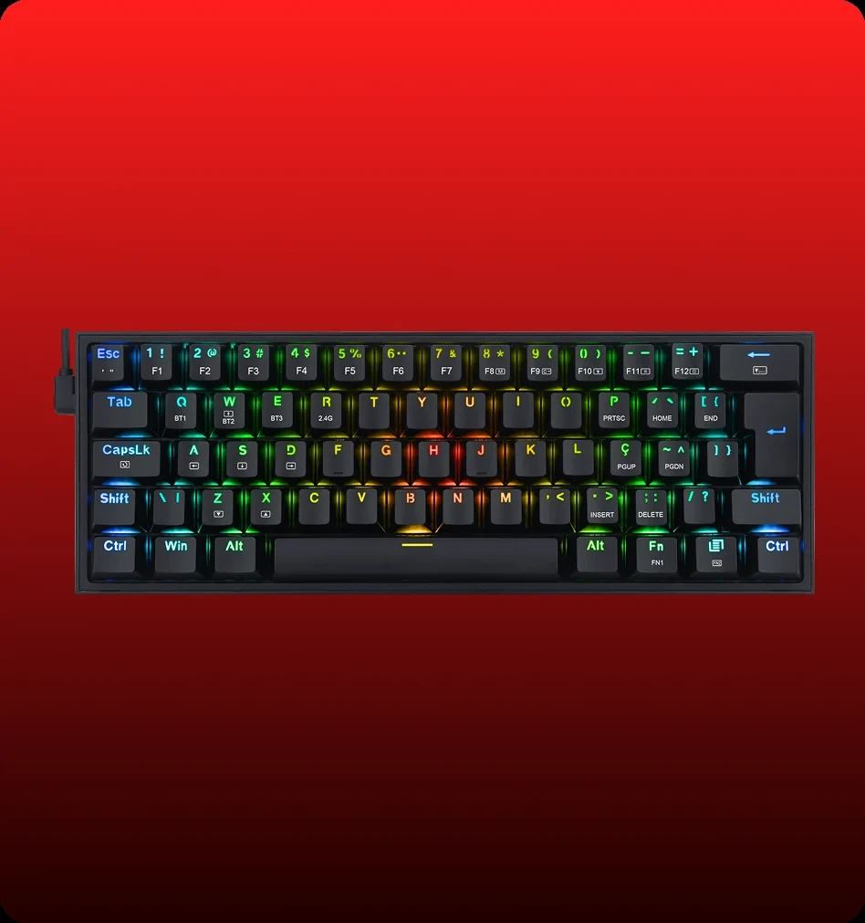 Teclado Mecânico Gamer Fizz PRO RGB Preto Switch Marrom
