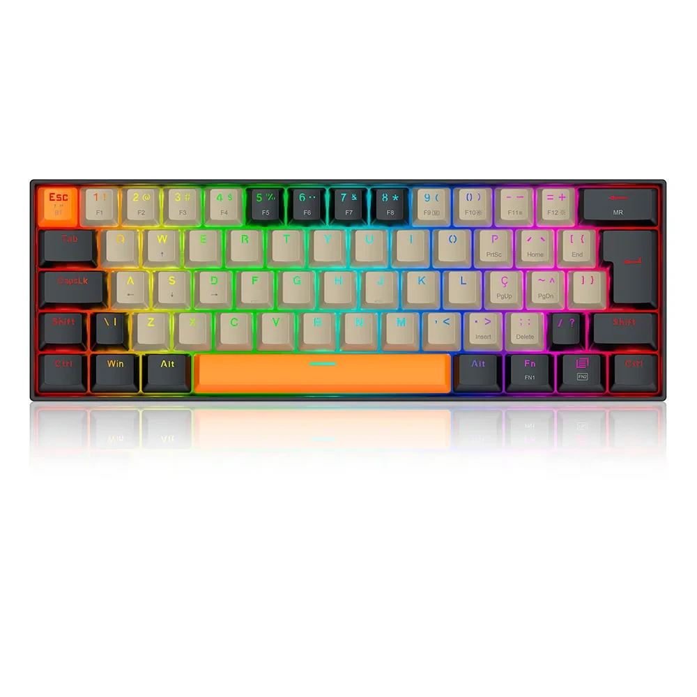 Teclado Mecânico Gamer Draconic PRO RGB Preto, Cinza E Laranja Switch Marrom S/f - K530-OG&GY&BK-RGB-PRO (pt-brown)