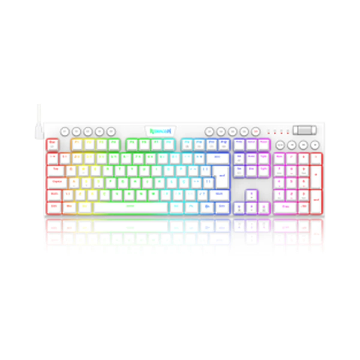 Teclado Mecânico RGB Redragon Horus Branco Com Switch Marrom