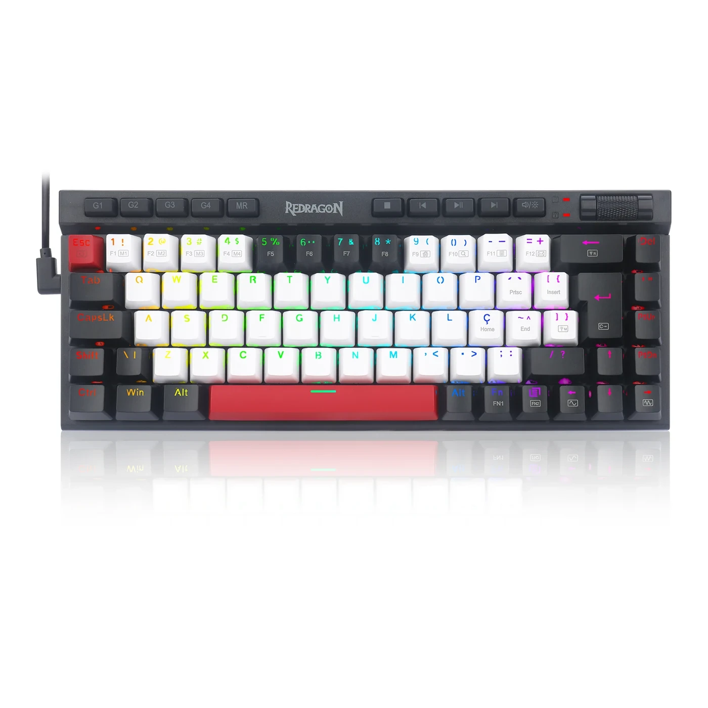Teclado Mecânico Gamer Magic-wand RGB Branco, Preto E Vermelho Switch Brown