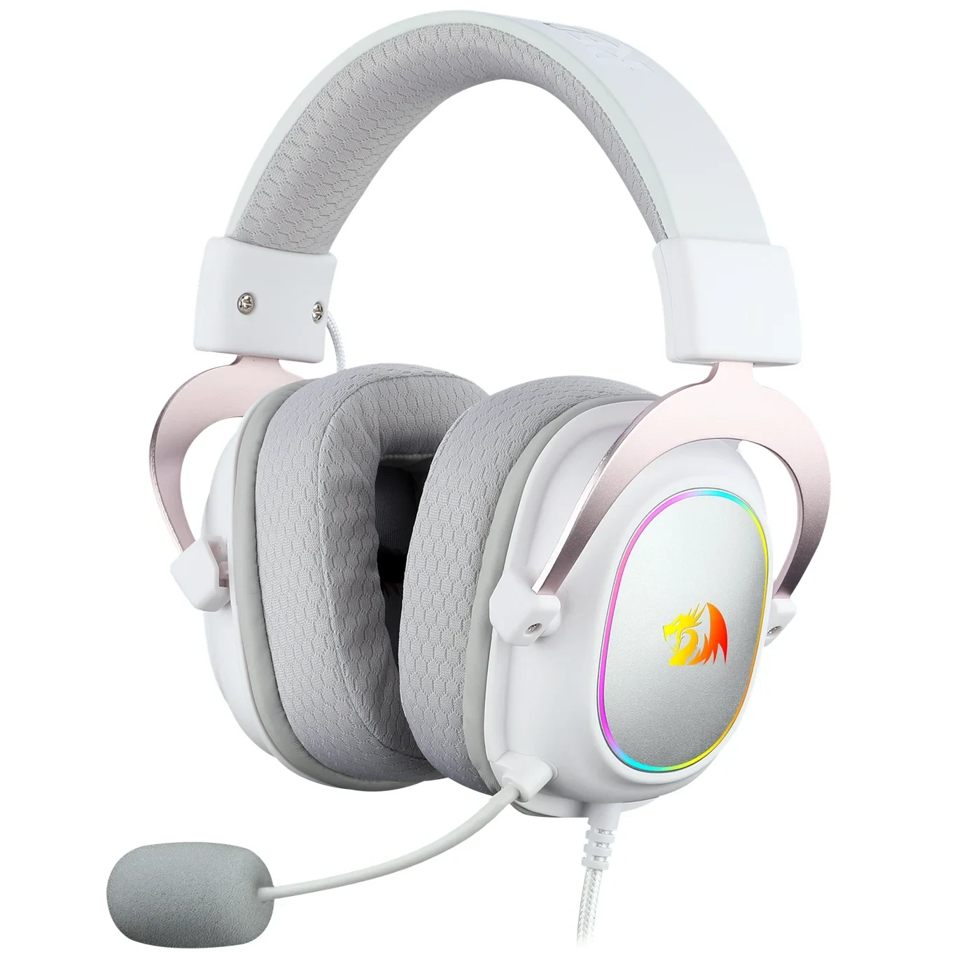 Headset Gamer Zeus X Branco Com Rose RGB