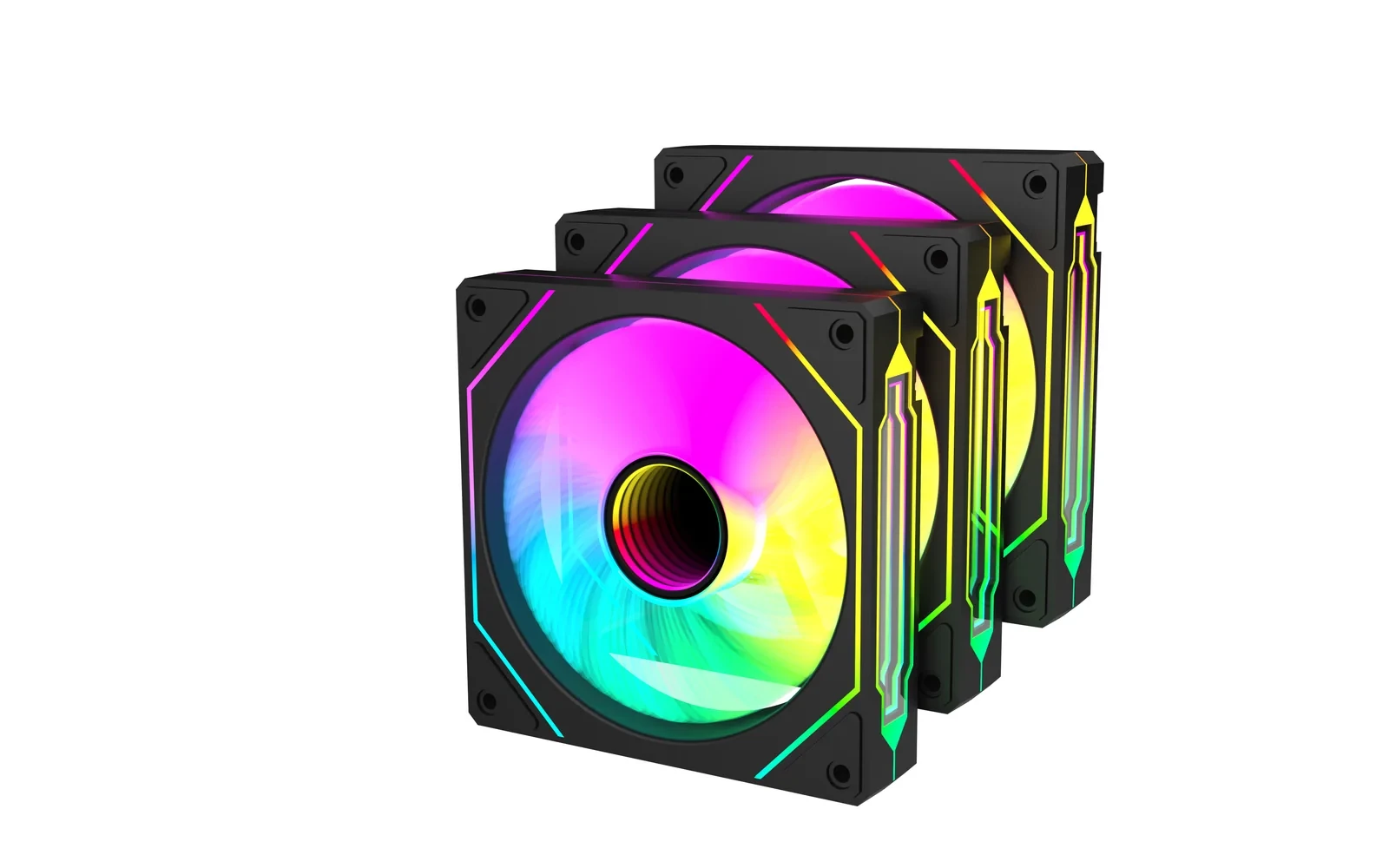 Kit De Fan 3X 120MM Redragon ARGB Preto - GC-F015