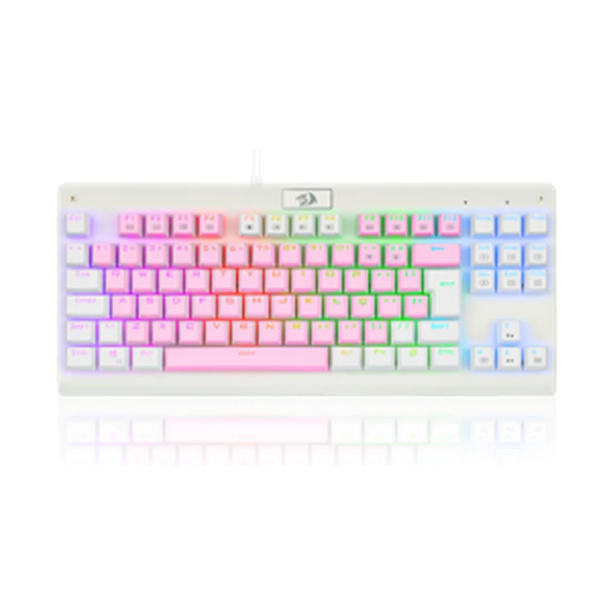 Teclado Mecânico Gamer Dark Avenger RGB Rosa E Branco Switch Azul