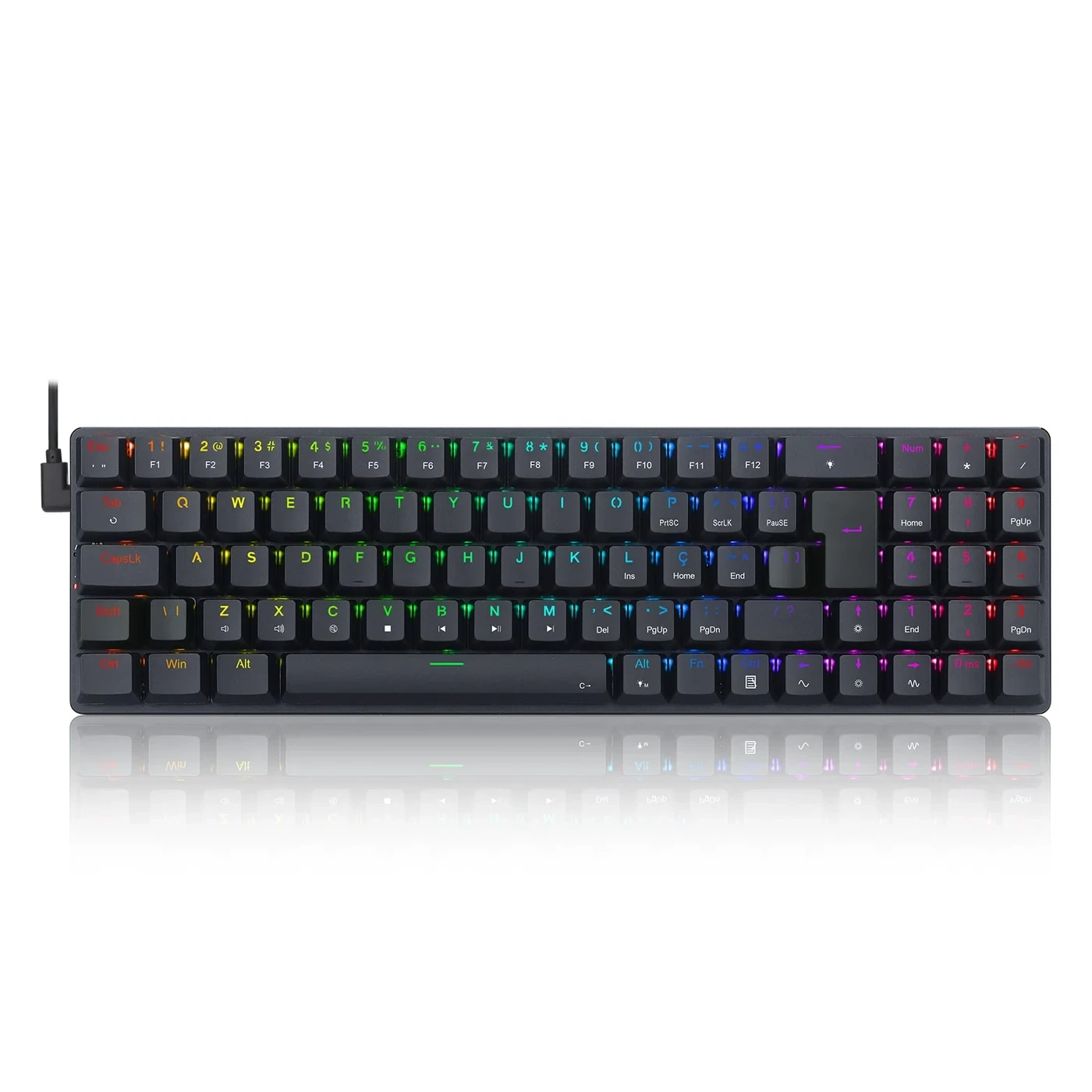 Teclado Mecânico Gamer Ashe RGB Preto Switch Marrom