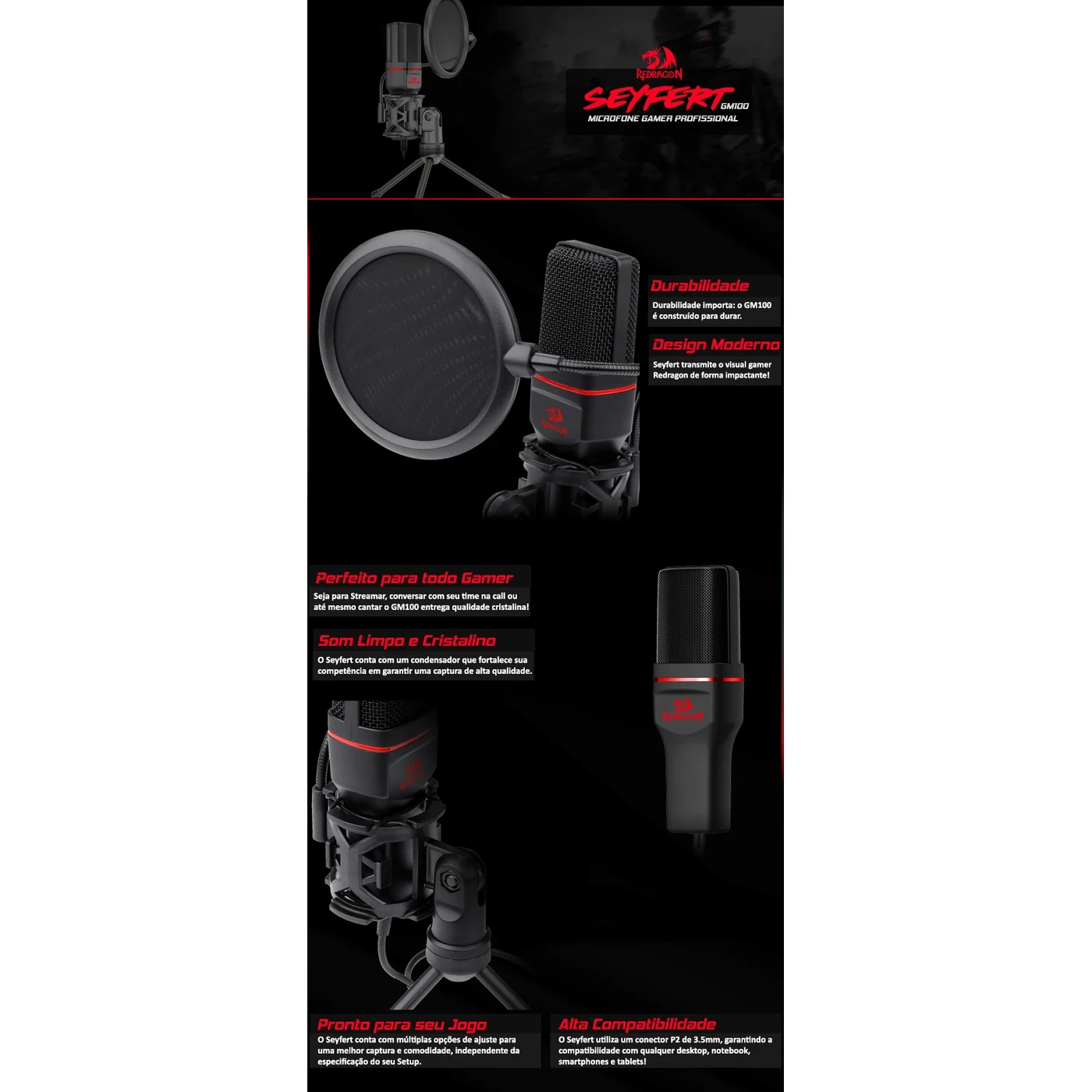 Microfone Gamer Streamer Seyfert