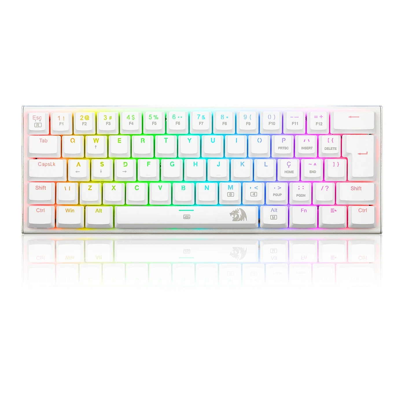Teclado Mecânico Gamer Redragon Anivia Branco RGB Com Switch Azul ABNT-2