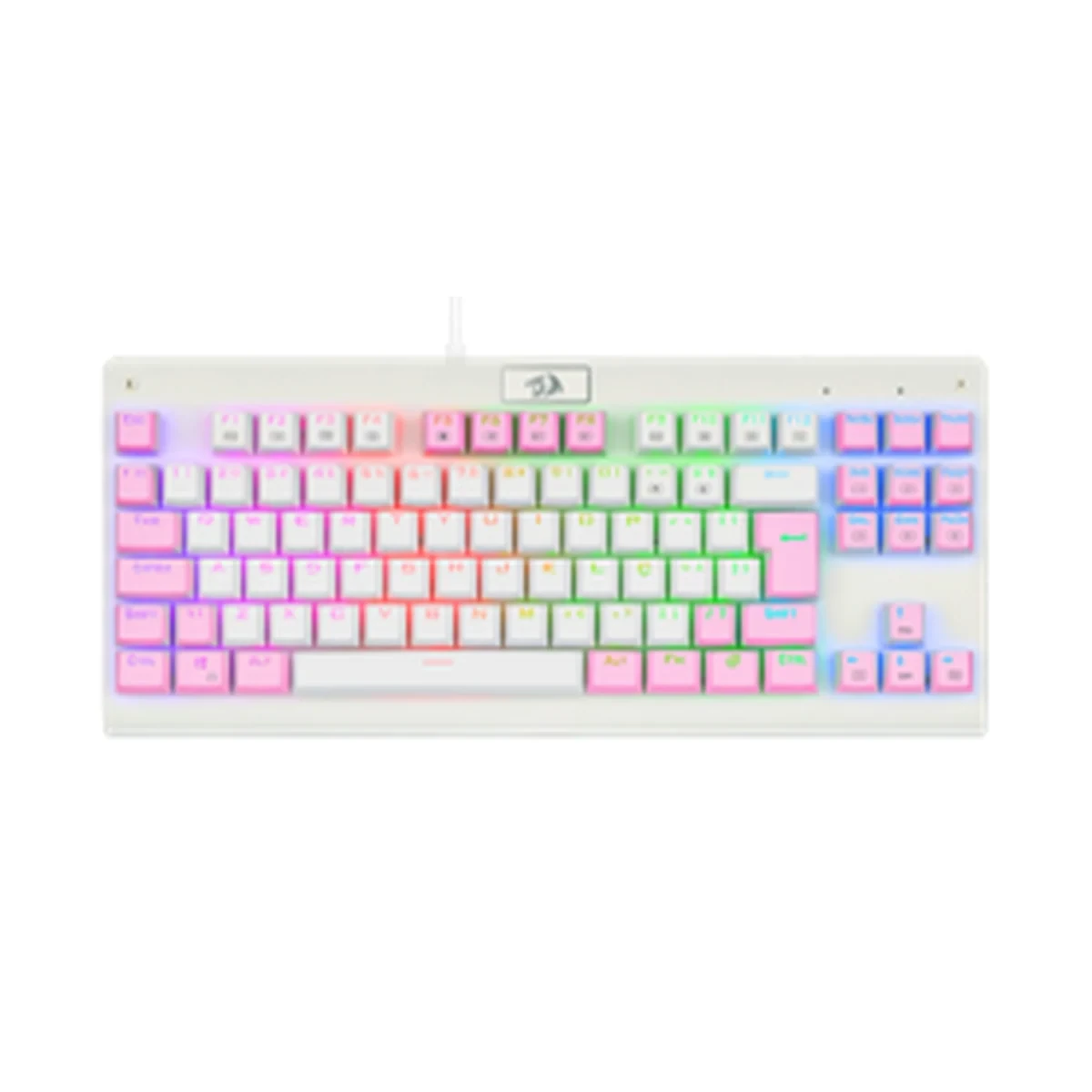 Teclado Mecânico Gamer Dark Avenger RGB Branco E Rosa Switch Marrom