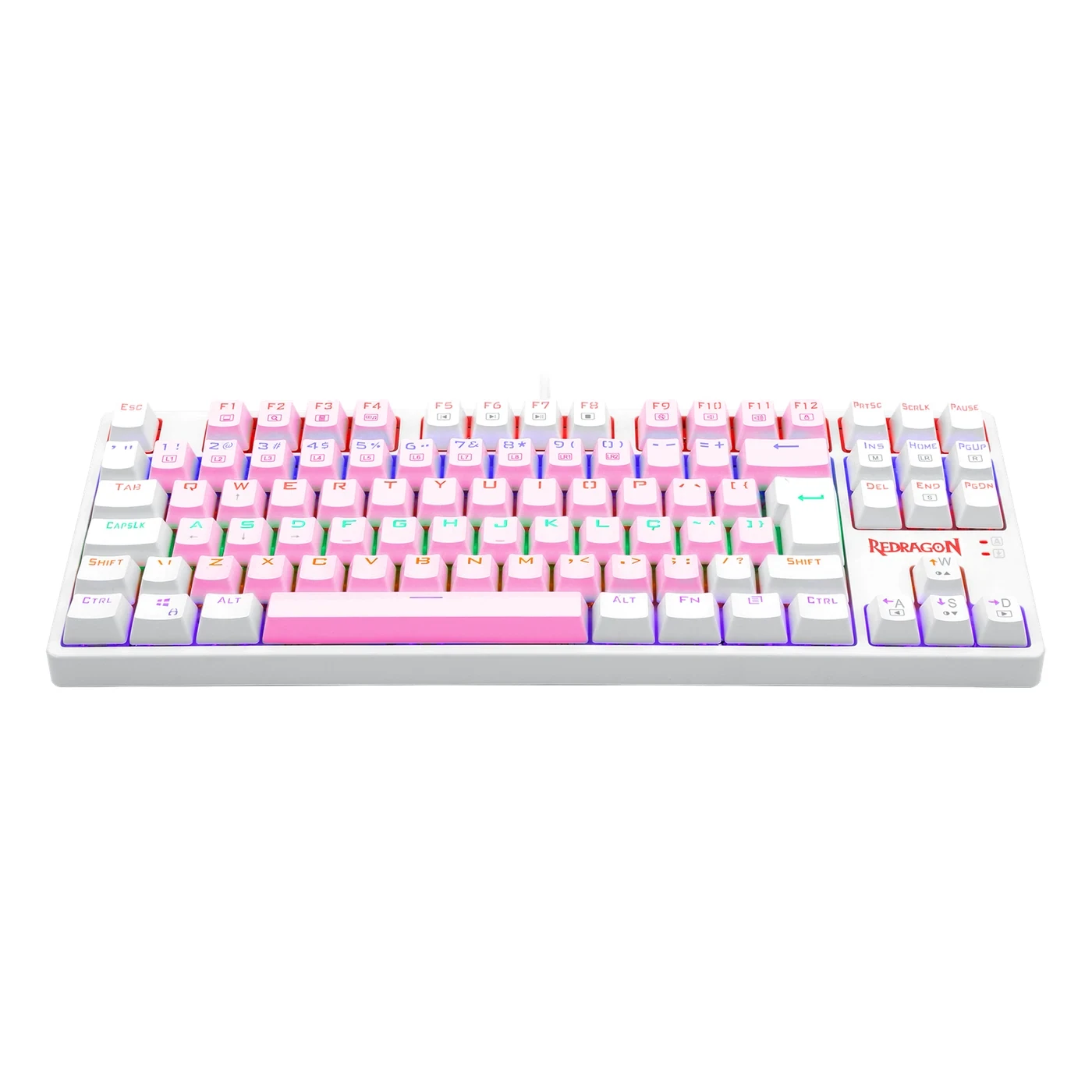 Teclado Gamer Redragon Daksa Rosa E Branco Com Switch Marrom