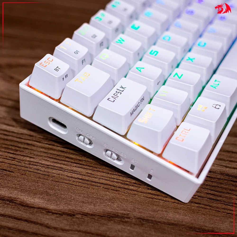 Teclado Mecânico Gamer Draconic RGB Lunar White Switch Marron