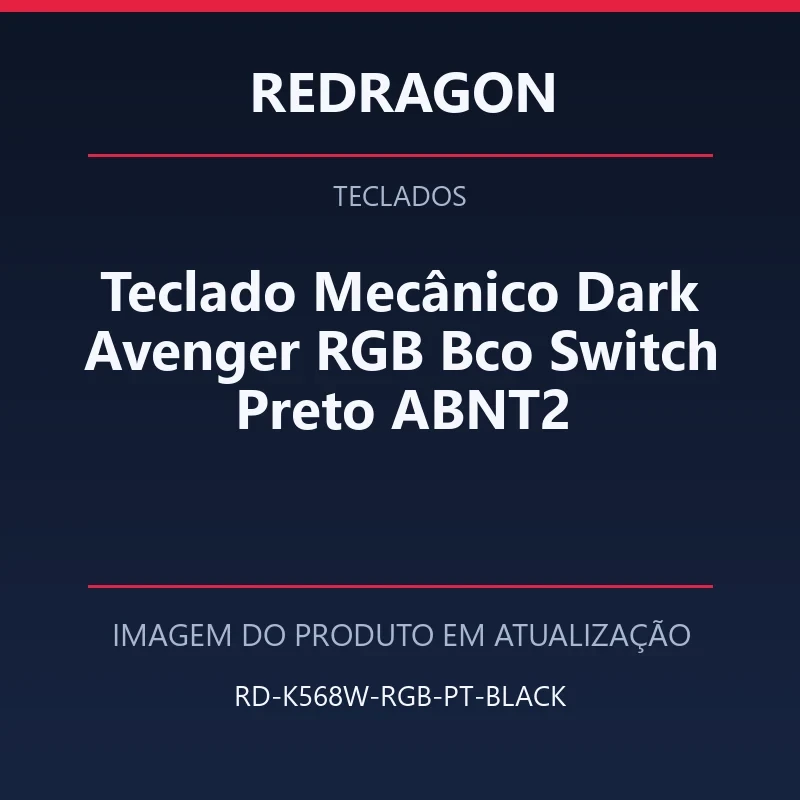 Foto em atualização para Teclado Mecânico Dark Avenger RGB Bco Switch Preto ABNT2