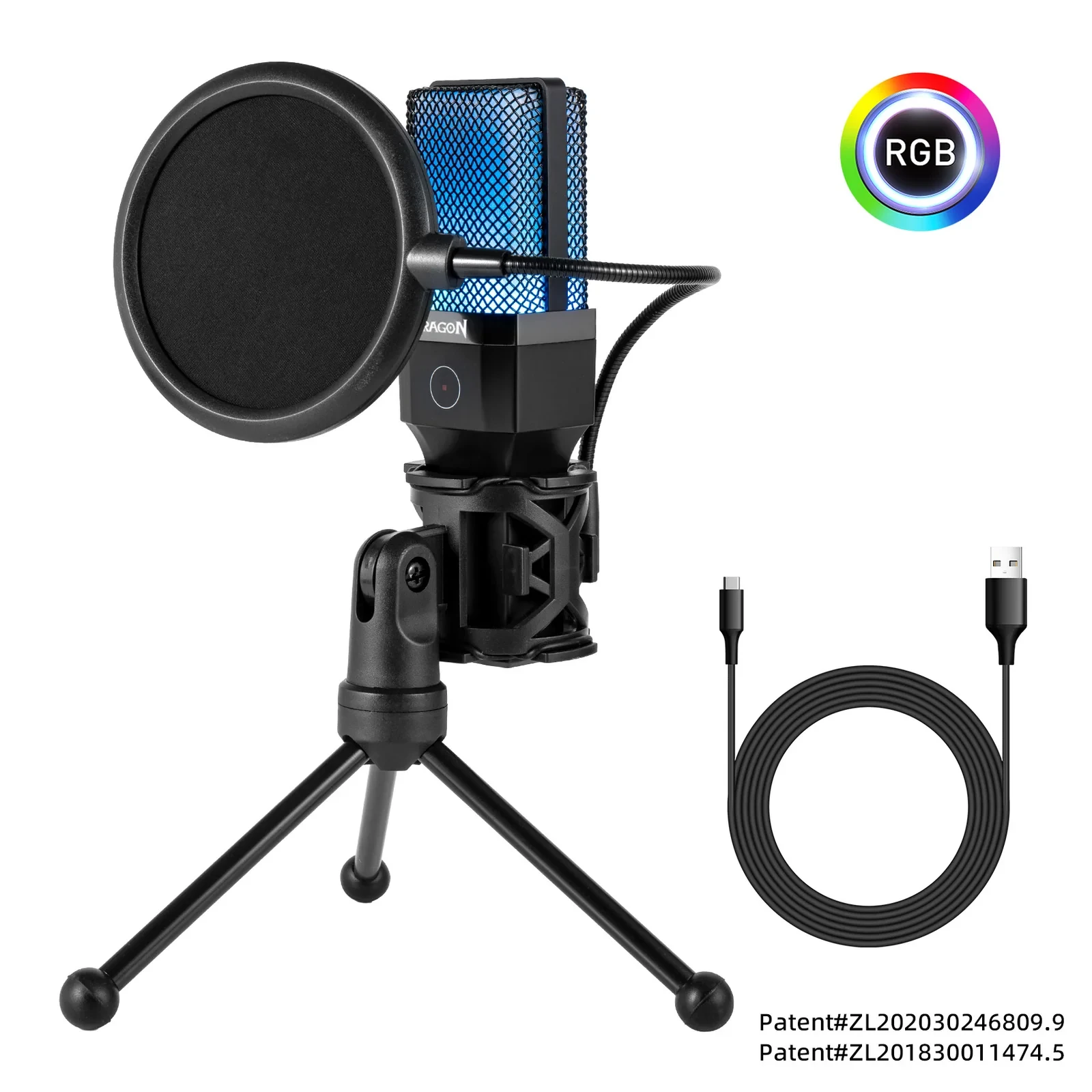 Microfone Gamer Redragon Adne RGB Preto GM212