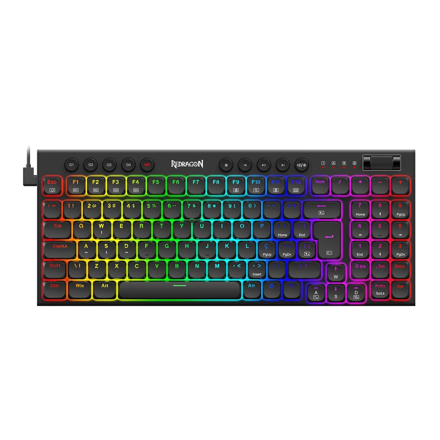 Teclado Mecânico Gamer Redragon Sion RGB Preto Switch Marrom