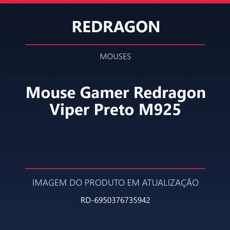 Foto em atualização para Mouse Gamer Redragon Viper Preto M925