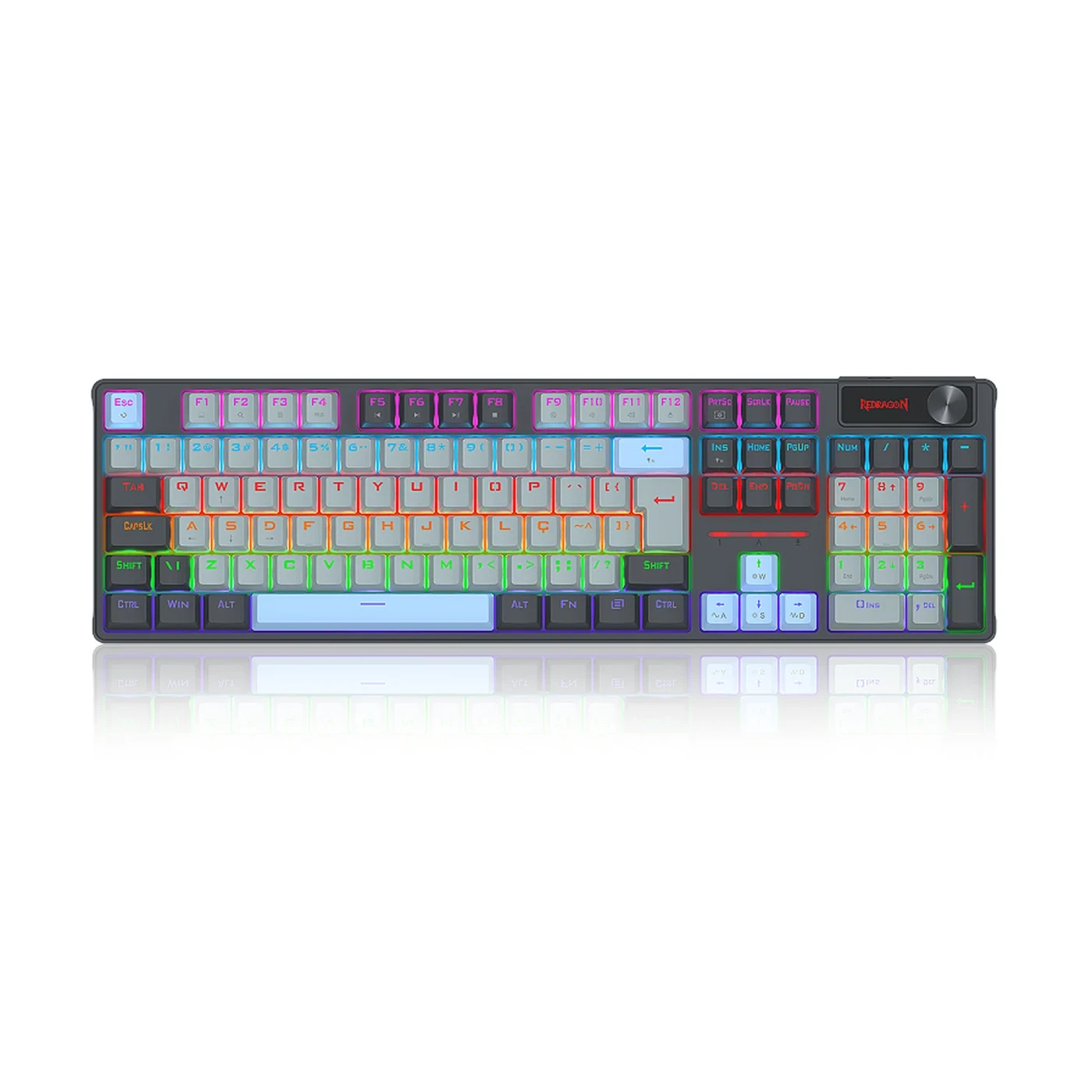 Teclado Mecânico Caesura Rainbow Preto, Branco E Azul Switch Dust-proof Brown K718GB-R