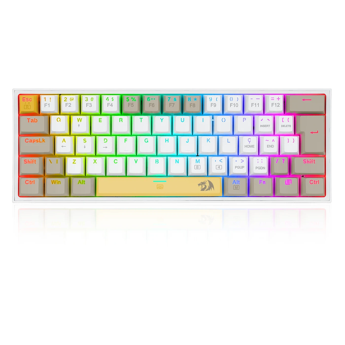 Teclado Mecânico Gamer Fizz RGB Amarelo Branco E Cinza Switch Marrom K617RGB-YL Wt Gy (pt-brown)