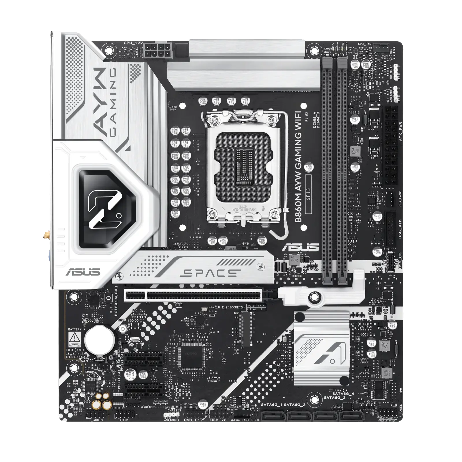 Placa Mãe Asus B860M-AYW Gaming WiFi DDR5 LGA1851 Micro ATX