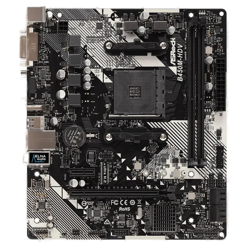 Placa-Mãe ASRock B450M-HDV R4.0 — AM4, DDR4, mATX