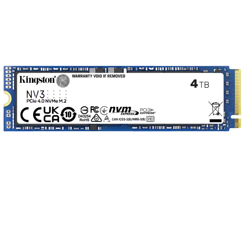SSD KINGSTON 4TB NV3 M.2 2280 NVME PCIE 4.0 LEITURA 6000MB/S GRAVACAO 5000MB/S - SNV3S/4000G