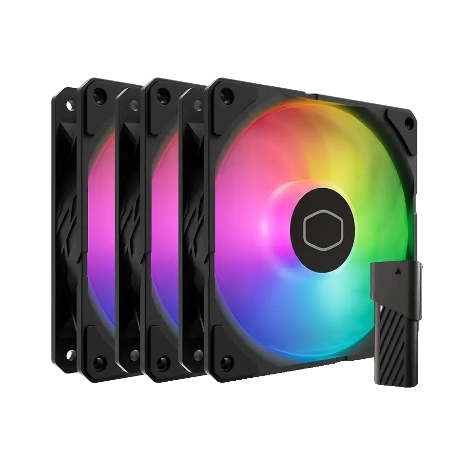 KIT COM 3 COOLER PARA GABINETE 12CM SICKLEFLOW EDGE PRETO ARGB COOLER MASTER