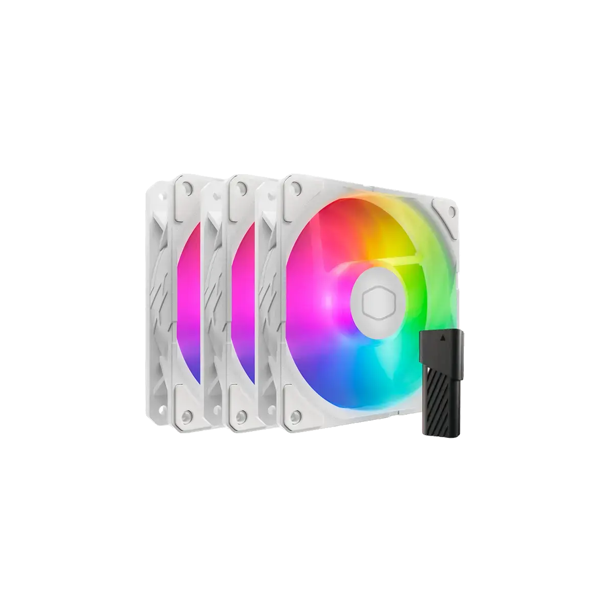 KIT COM 3 COOLER PARA GABINETE 12CM SICKLEFLOW EDGE BRANCO ARGB COOLER MASTER