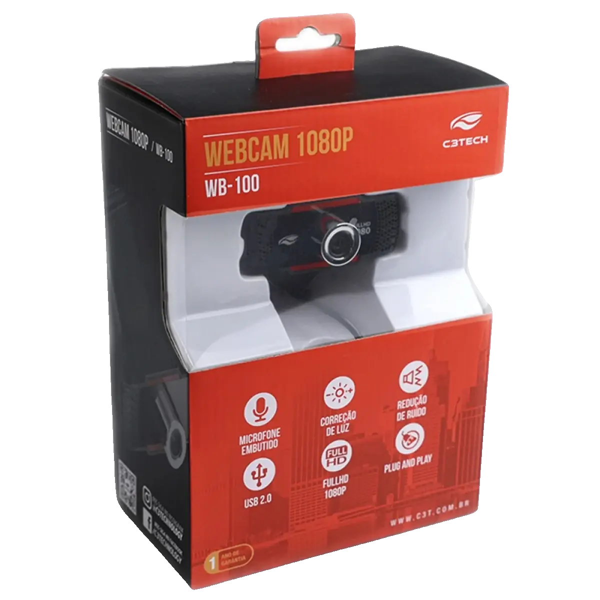 WEBCAM USB FULL HD 1080P WB-100BK PRETO C3TECH