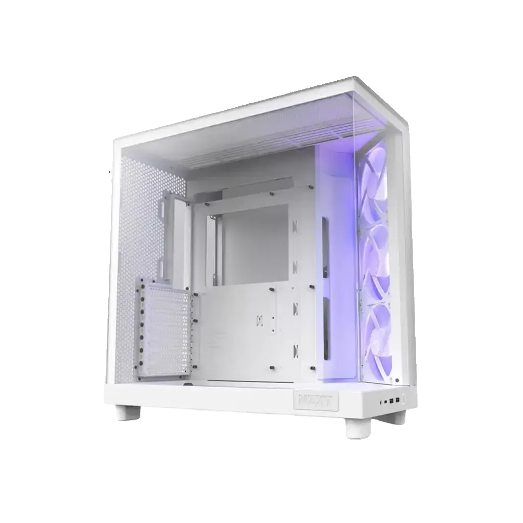 Gabinete Gamer NZXT H6 Flow RGB Branco Mid Tower Lateral de Vidro