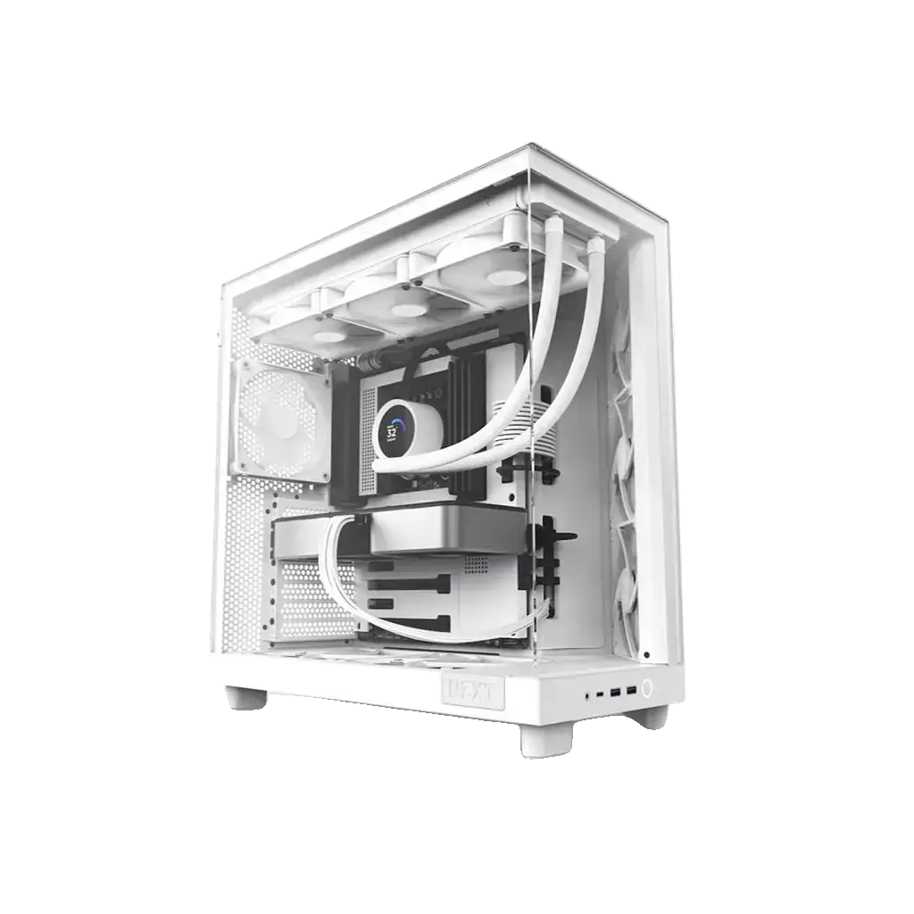 Gabinete Gamer NZXT H6 Flow Branco Mid Tower Lateral de Vidro