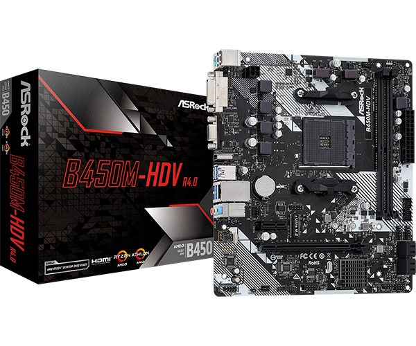 Placa-Mãe ASRock B450M-HDV R4.0 — AM4, DDR4, mATX