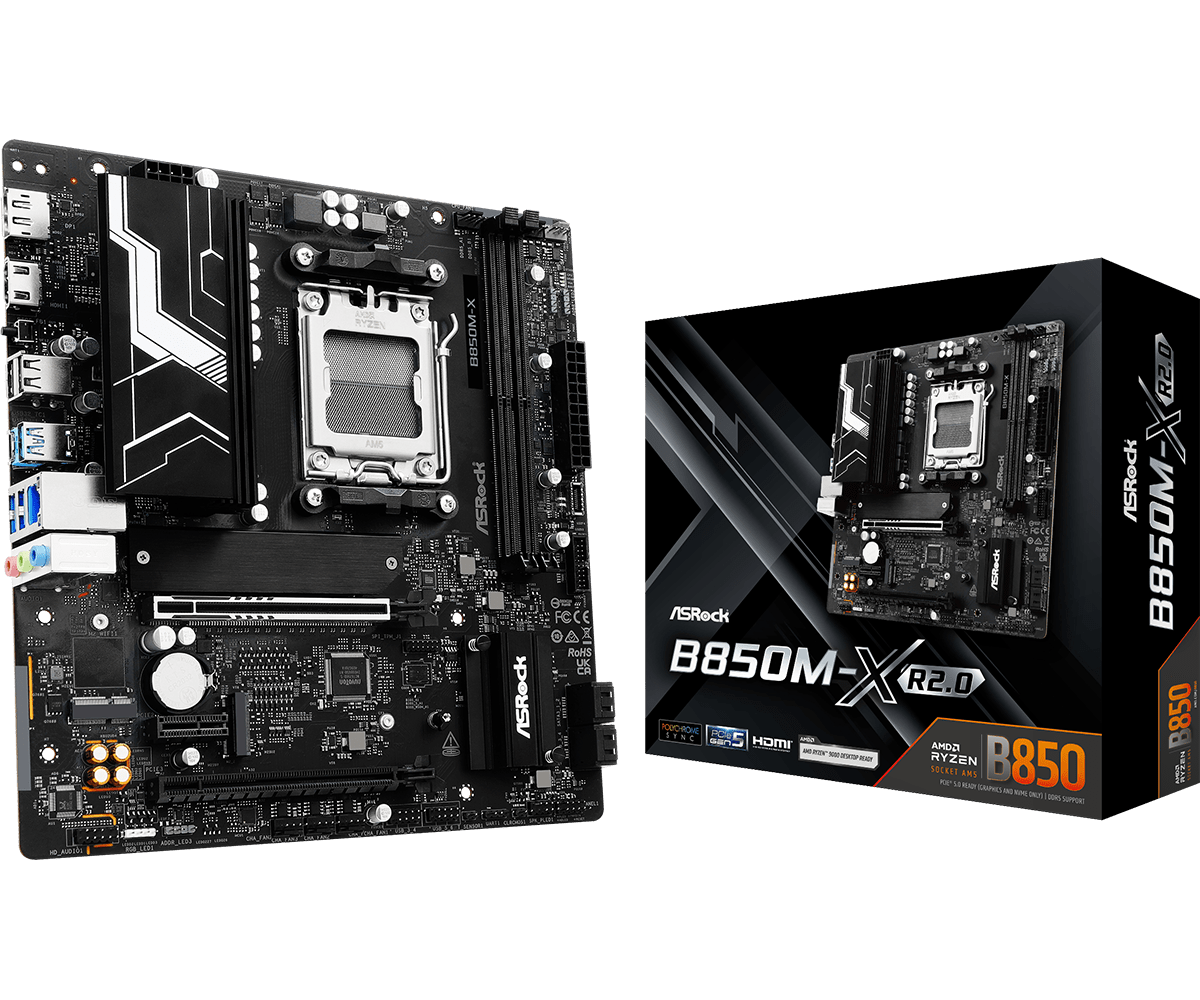 PLACA MAE ASROCK B850M-X R2.0 - RYZEN AM5 - DDR5 - MATX - M.2 - HDMI/DISPLAYPORT